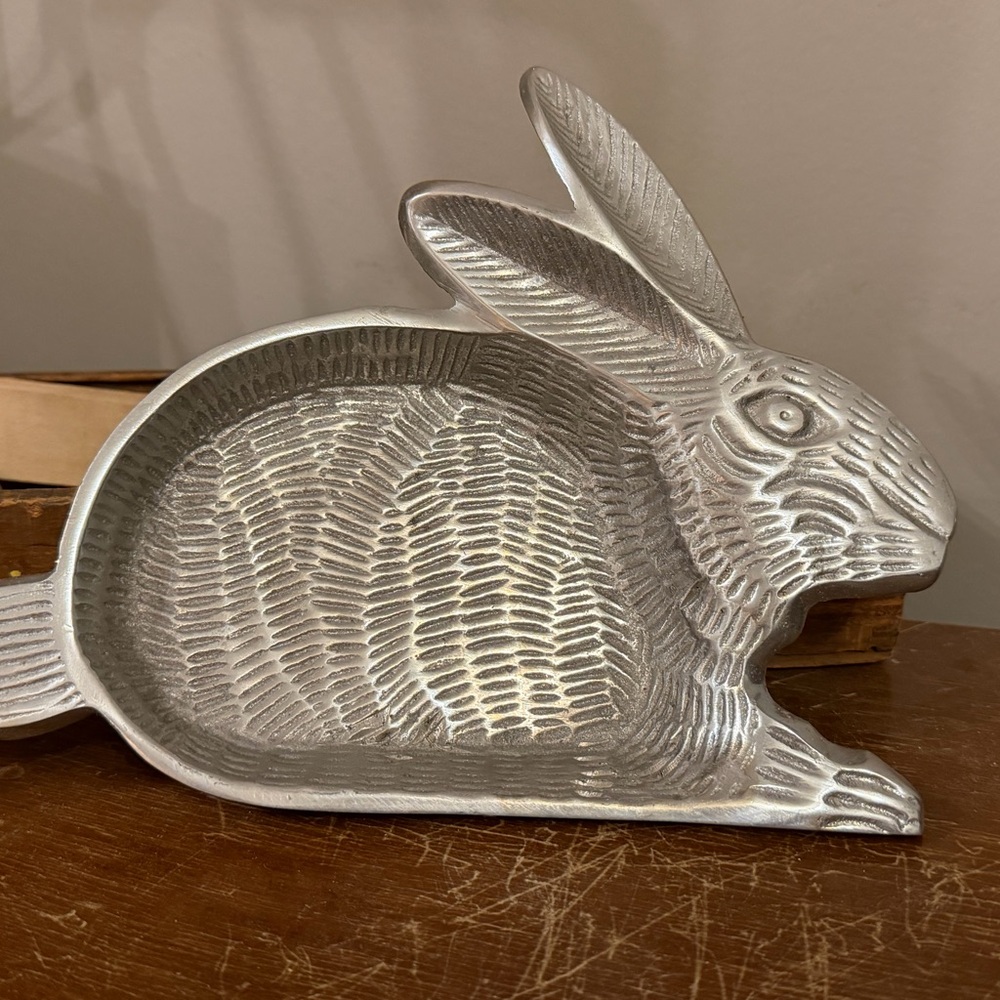 Vintage Silver Rabbit Decorative Tray